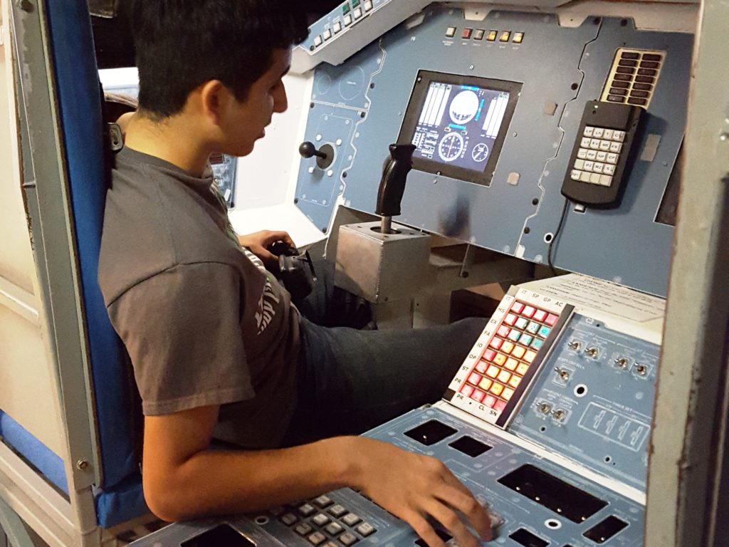 Space Camp space camp scholarship student in the cockpit